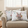 thumbnail image 2 of Spring Easter Pillow Covers 2 Pack Bunny Cute Rabbit Colorful Eggs Floral Pillowcase Waterproof Outdoor Throw Pillow Cover for Patio Balcony Rectangular Cushion 20”x12”, 2 of 9
