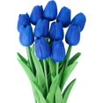thumbnail image 1 of 10 flores artificiales de tulipán de tacto real (azul real) TUNC Sencillez, 1 of 5