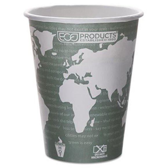 Eco-Products, Inc EPBHC12WA World Art Renewable Resource Hot Cups, 12 oz, Green, 1000-Ctn