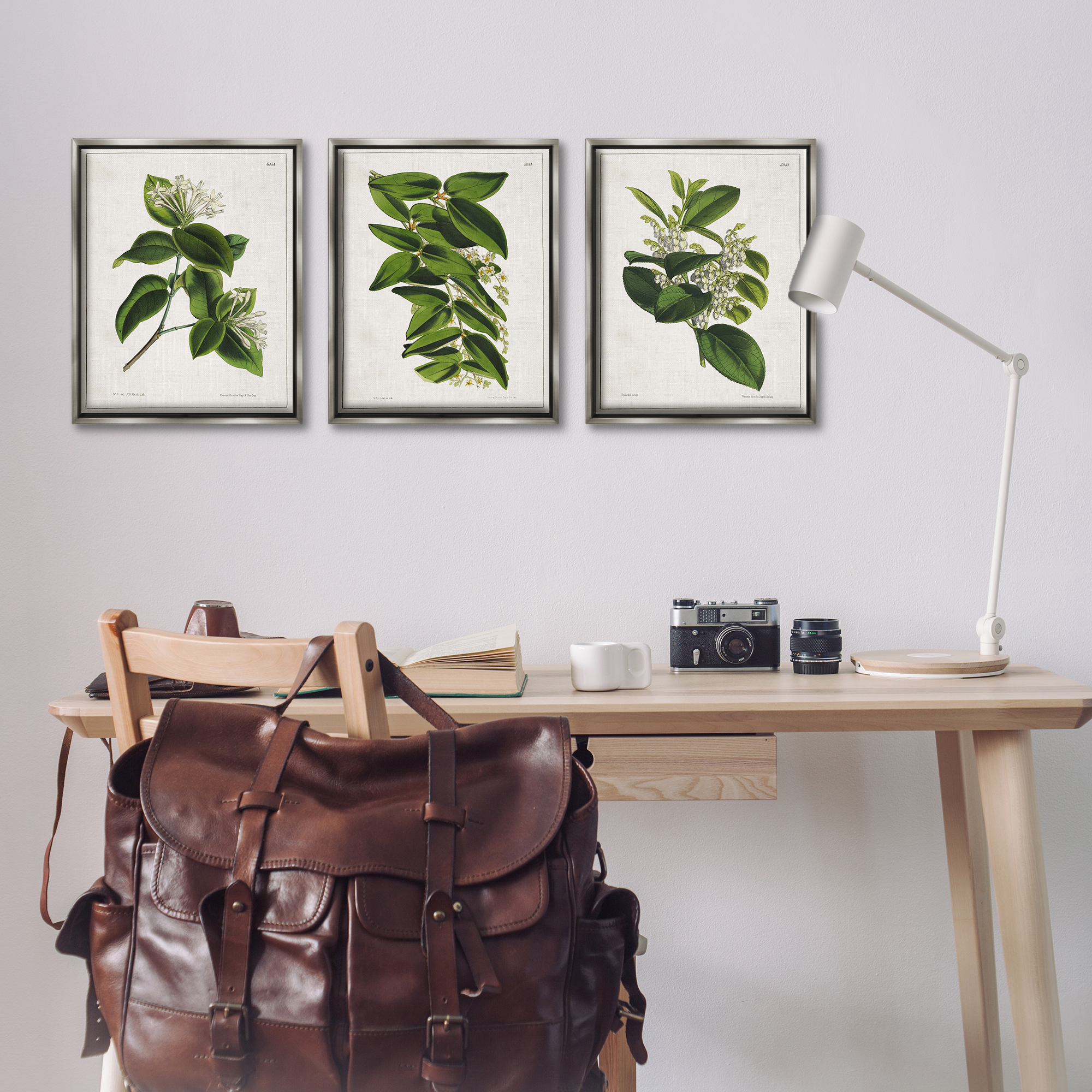 Stupell Industries Vintage Forest Flower Studies Plants & Flowers Painting Gray Floater Framed Canvas Art Print Wall Art, 17 x 21, Set of 3