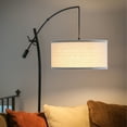 thumbnail image 5 of Brightech Grayson 84 in. Classic Black Mid-Century Modern 1-Light Height Adjustable LED Floor Lamp with Beige Fabric Drum Shade, 5 of 8