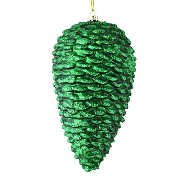 Vickerman N187324D 10 in. Emerald Matte Glitter Pinecone Christmas Ornament 2 per Box