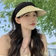 thumbnail image 2 of CoCopeaunts Womens Empty Top Straw Hat Summer Wide Brim UV Protection Sun Hats Outdoor Travel Sunscreen Beach Visor Cap Ladies Ponytail Cap, 2 of 6