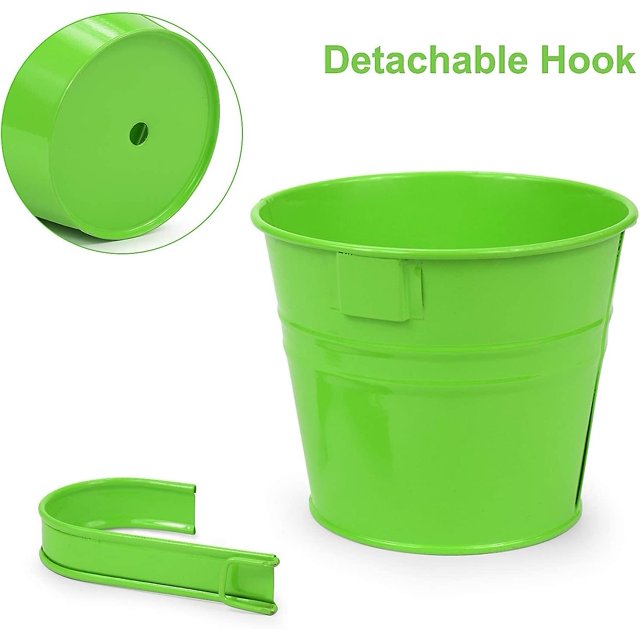 Flower Pots, Garden Pots, Hanging Buckets, Metal Flower Pots, Home Decor - Detachable Hook (8 Pieces Medium Size)