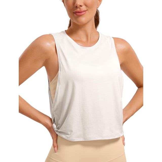 Remera CRZ YOGA de Algodón Pima sin Mangas con Sisa Grande y Corte Corto