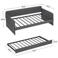 thumbnail image 2 of Daybed, Twin Size Sleeper Sofa Bed with Underneath Trundle, Sturdy Metal Frame for Bedroom Living Room Guest Room, Grey, 2 of 8