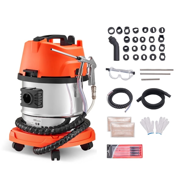KFFKFF Walnut Blaster Kit for Carbon Cleaning, 1200W Sand Blaster with Built-in Vacuum, Extension Nozzle Sandblaster Gun, and 5.5lbs Walnut Shell - 13L