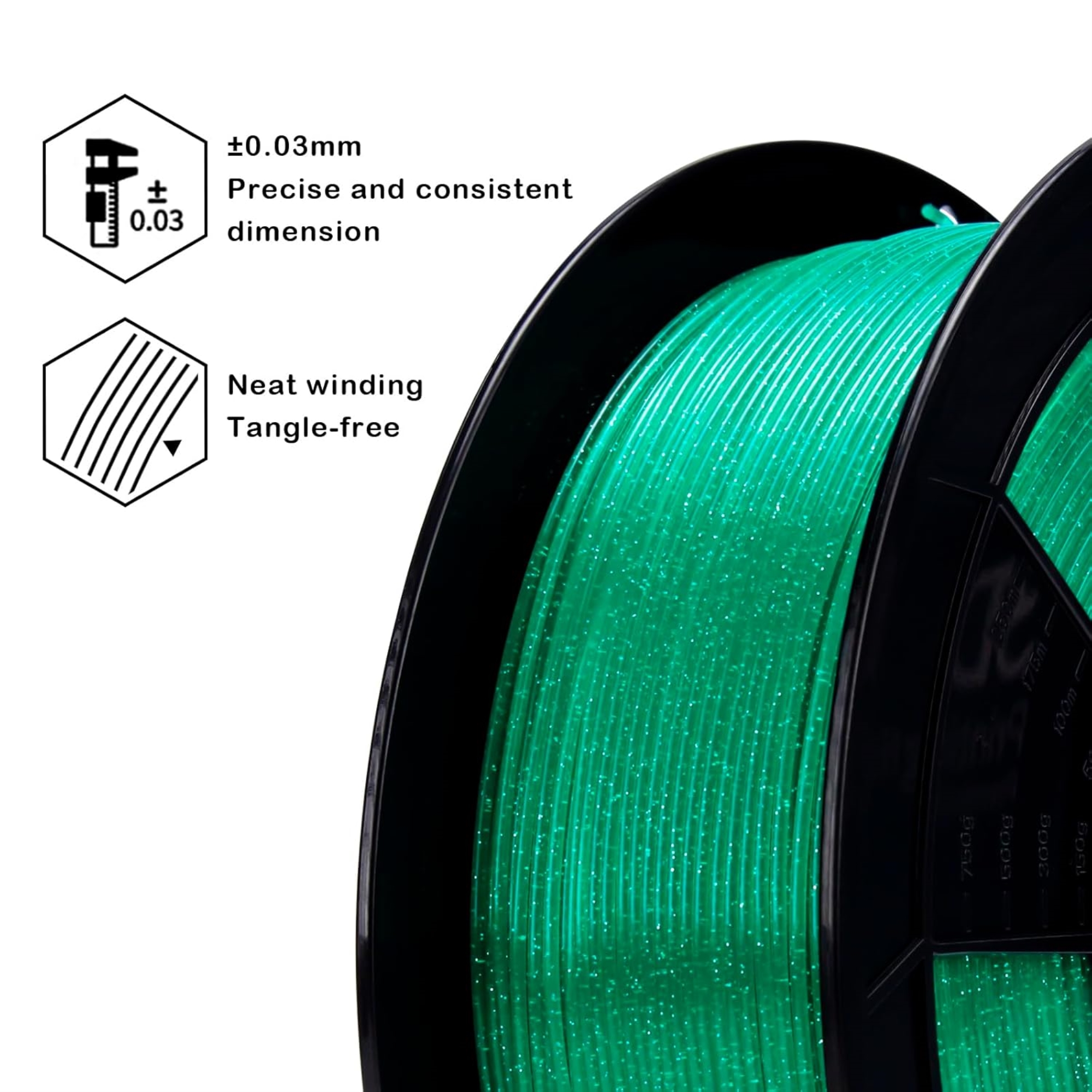 Ziro 3D Twinkling PLA Filament 1.75mm 1kg, Green