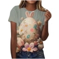 thumbnail image 2 of Warop T-Shirt à Col Rond à Manches Courtes pour Femmes avec Imprimé de Pâques, Haut Décontracté à Enfiler pour Usage Quotidien, 2 of 5