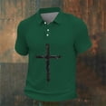 thumbnail image 4 of Ceisia Men's Short Sleeve Casual Printed Top Waffle Knit Half Button Placket Vintage Fashion Breathable Collared Shirt Gifts for Father Green M, 4 of 4
