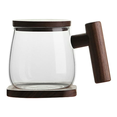 

Glass Tea Mug with Infuser and Lid Clear Tea Cup Tea Mug with wooden handle and lid for hot tea or coffee