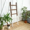 thumbnail image 3 of Hallops Blanket Ladder 5 ft | Rustic Farmhouse Decor | Thin, White on Brown, 3 of 7