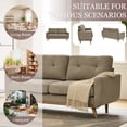 thumbnail image 4 of MOONMISS 67" Velvet Loveseat Couch, Modern Small Sofa With Walnut Wood Legs 2-seater Fabric Upholstered Mini Sofa Couches For Small Space,living Room Bedroom Office Dorm Apartment,Khaki, 4 of 6