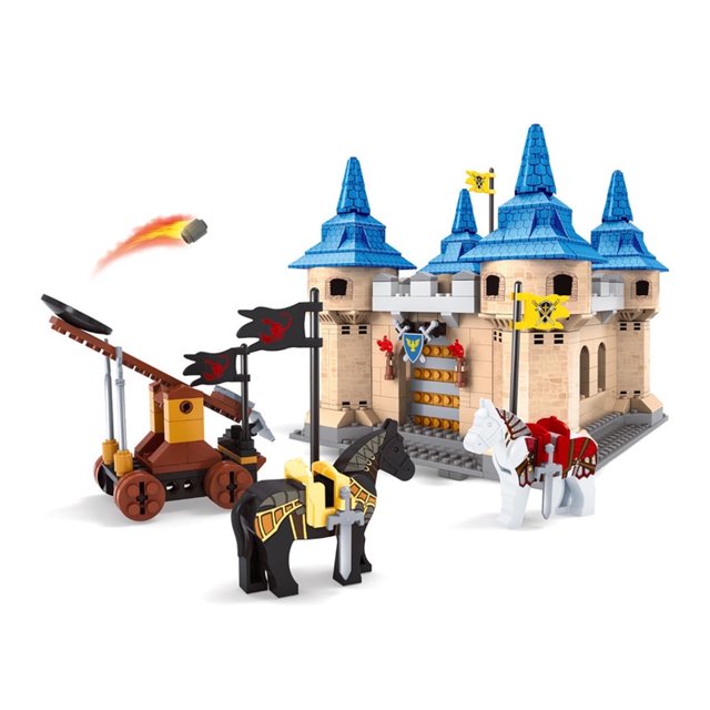 SALYWEE 570+pcs Ancient European Castle Architecture Microparticle Building Block Toys with Horses