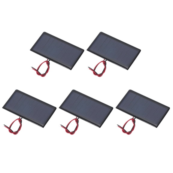 Uxcell 5 Pcs 5V 0.3W 60mA Mini Solar Panels, Small Polycrystalline Solar Cell Panel with 2 Cable for DIY Electric Toy Materials Kits Charger, 68mm x 37mm