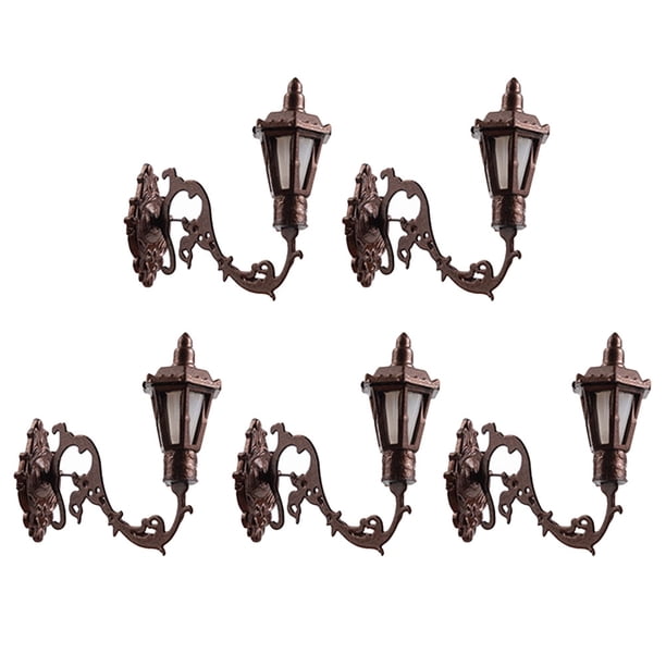 5 piezas de lámpara de pared en miniatura simulación de la pared del patio de la pared del modelo de lámpara de pared decoraciones