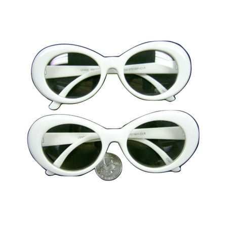Kurt Cobain White Clear Lens Sunglasses Nirvana Jackie O Onassis Kennedy Round