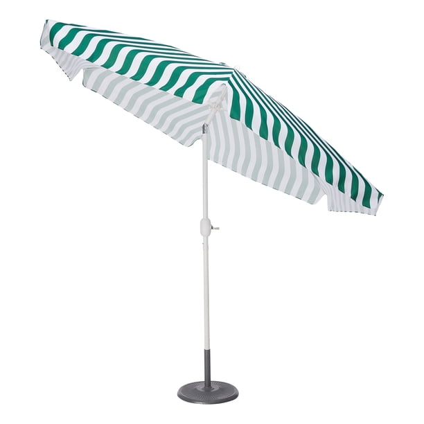 Mainstays 9 Striped Market Patio Umbrella Green And White Walmart Com Walmart Com