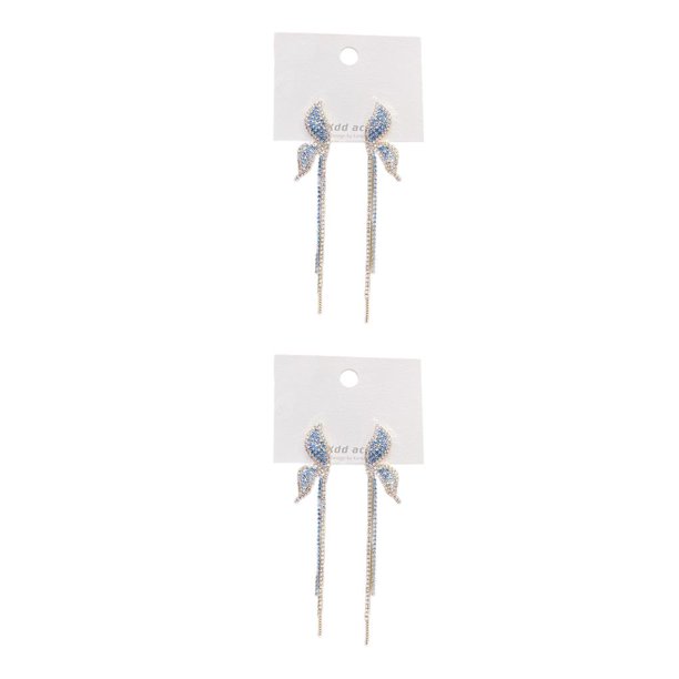 Qarigey Románticos encantadores pendientes colgantes colgantes gota Stud coreano europeo borla gota para la oreja fiesta joyas azul Azul 2piezas Qarigey CBP327345