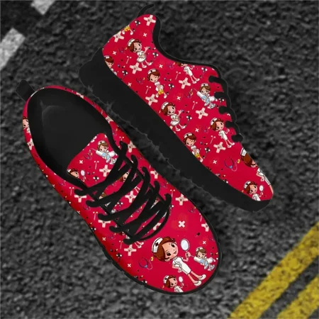 

2024 Fashion Women s Nurse Sneakers Cute Nurse Medical Healthcare Pattern Lace-up Flats Casual Nursing Footwear Hot