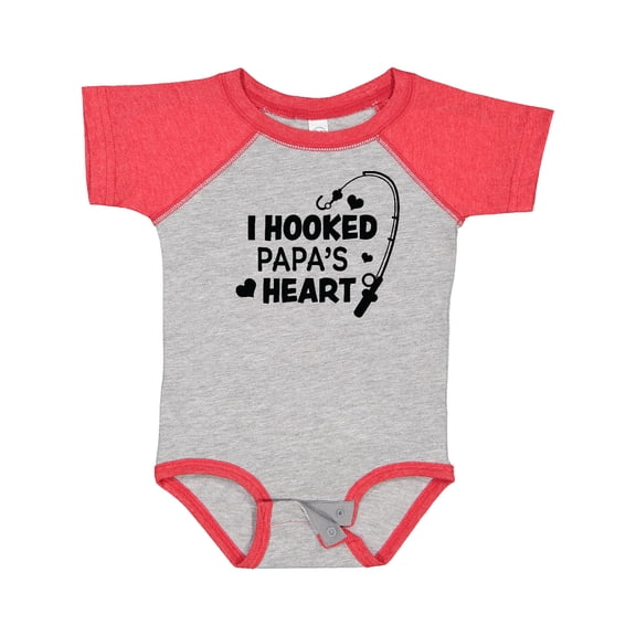 Inktastic I Hooked Papa's Heart with Fishing Rod Boys or Girls Baby Bodysuit
