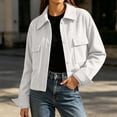 thumbnail image 3 of Perfectbot Women's Corduroy Cropped Jacket Button Down Long Sleeve Vintage Casual Shacket with Pockets, 3 of 8