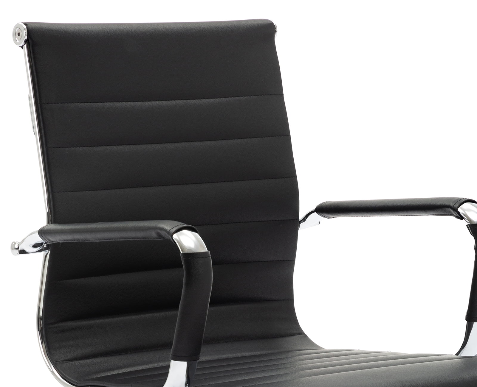 Guyou Modern Mid Back Office Guest Chair Set of 2, Faux Leather Reception Chair Computer Chair with Armrests and Metal Sled Base for Meeting/Waiting/Conference Room, No Wheels, Black