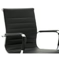 thumbnail image 5 of Guyou Modern Mid Back Office Guest Chair Set of 2, Faux Leather Reception Chair Computer Chair with Armrests and Metal Sled Base for Meeting/Waiting/Conference Room, No Wheels, Black, 5 of 9