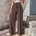 thumbnail image 2 of Hfolob Womens Casual Pants Women's Solid Elastic Waist Trouser Pant High Waist Wide Leg Regular Fit Palazzo Pants With Pocket Comfortable, 2 of 8