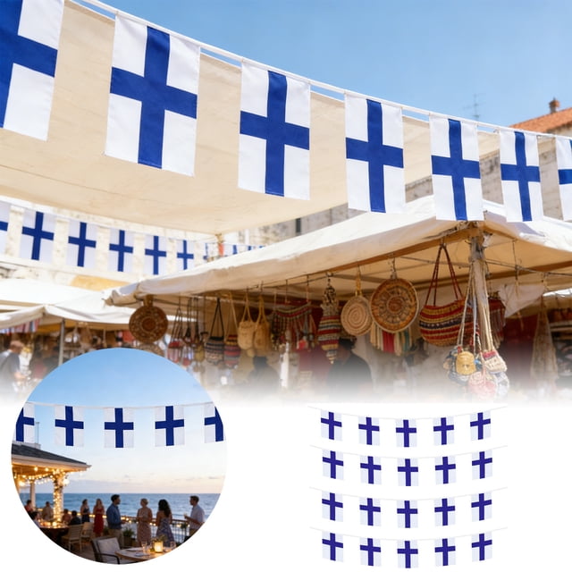 Finnish Pennant Banner Festive Decorations for Events Parties and Celebrations with Polyester Material
