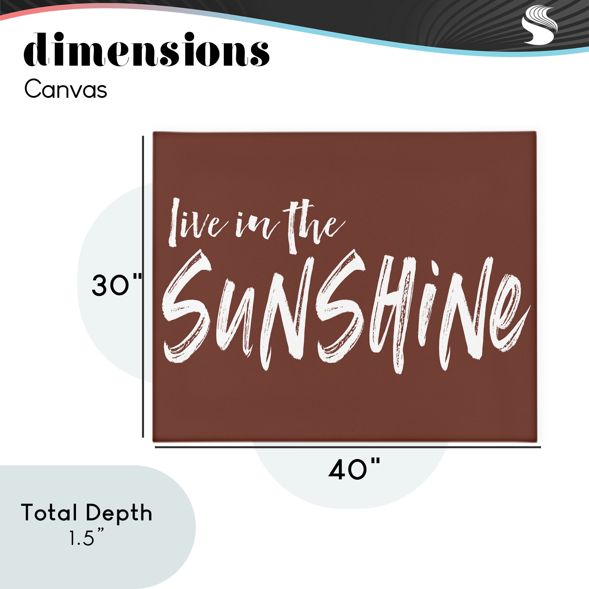 Live In The Sunshine Brown Canvas Wall Art, design by Lettered and Lined