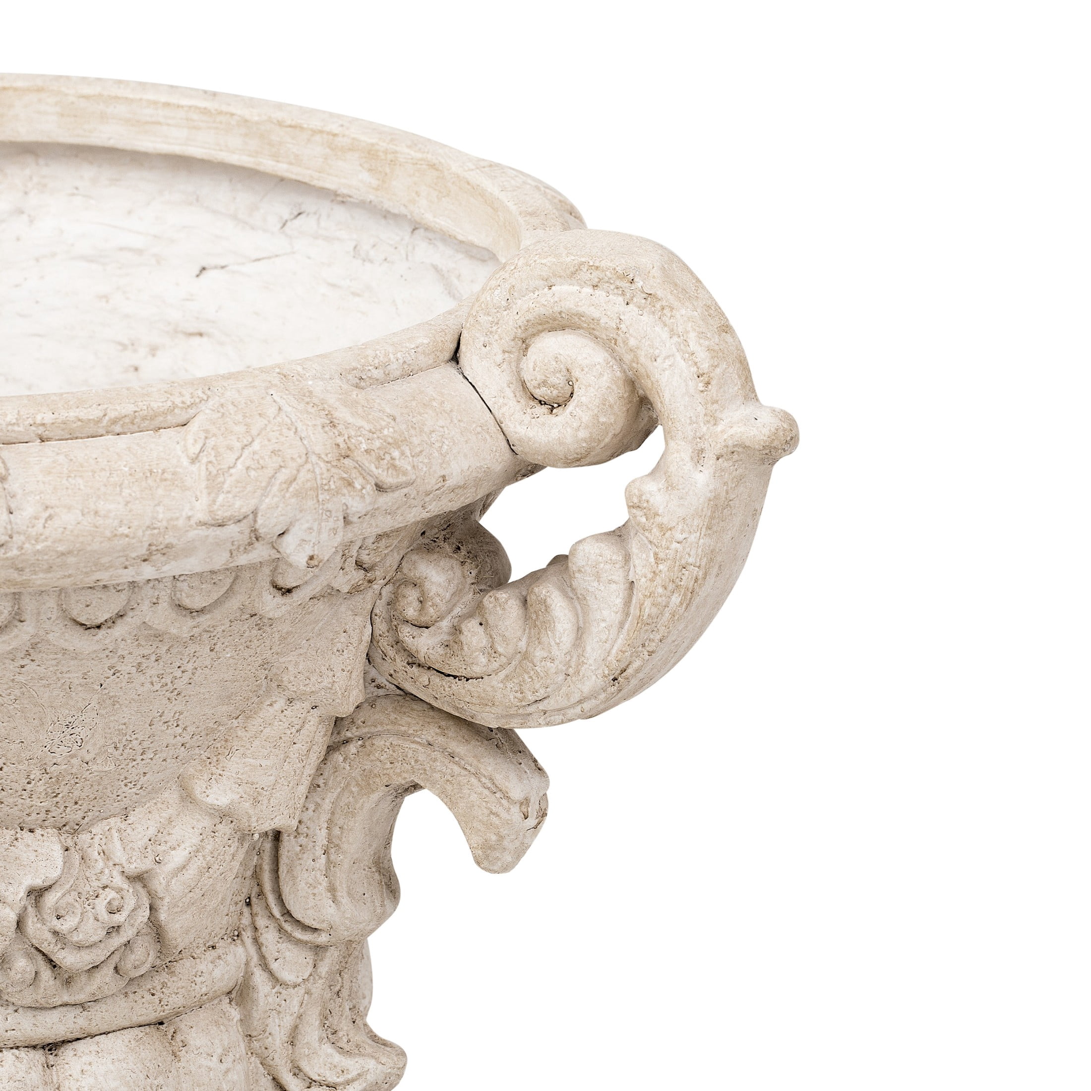 Christopher Knight Home Mythological Relief Urn Planter with Ornate Scroll Handles, Antique White