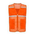 thumbnail image 1 of RUNQHUI Men Women Zipper High Visibility Reflective Safety Vest Construction Work Mesh Fabric Work Clothes Orange 175, 1 of 5