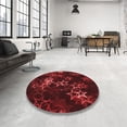 thumbnail image 4 of Ahgly Company Machine Washable Indoor Round Transitional Maroon Red Area Rugs, 3' Round, 4 of 7