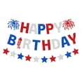 thumbnail image 2 of Patriotic Happy Birthday Bunting Banner, Red White Blue Glitter Star Decor for 4th of July Birthdays, Memorial Day and US-Themed Celebrations, 2 of 9