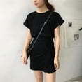thumbnail image 4 of Robe Bandage pour Femme Mode Décontractée Unie Col Rond Manches Courtes Élégante Robe de Soirée Femme Été Noire Aguichant Robe Mini Noire, 4 of 7