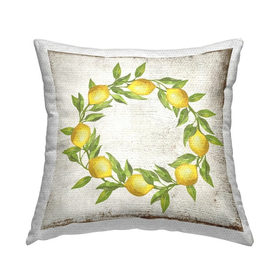 Stupell Industries O Letter Lemon Wreath Design by Creatif Belle Outdoor Printed Pillow