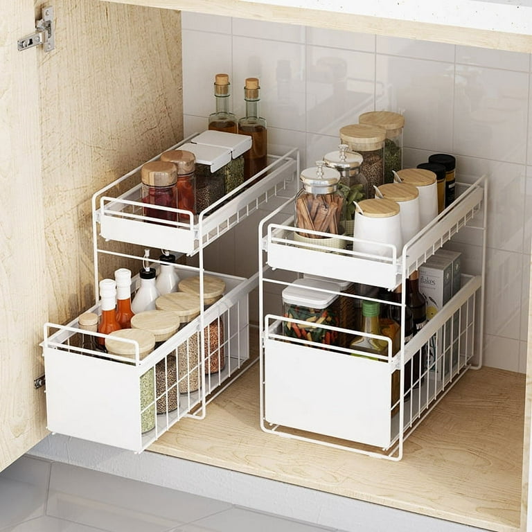  REALINN 2-Tier Pull Out Under Sink Cabinet Organizer for  Bathroom, Laundry and Kitchen Storage