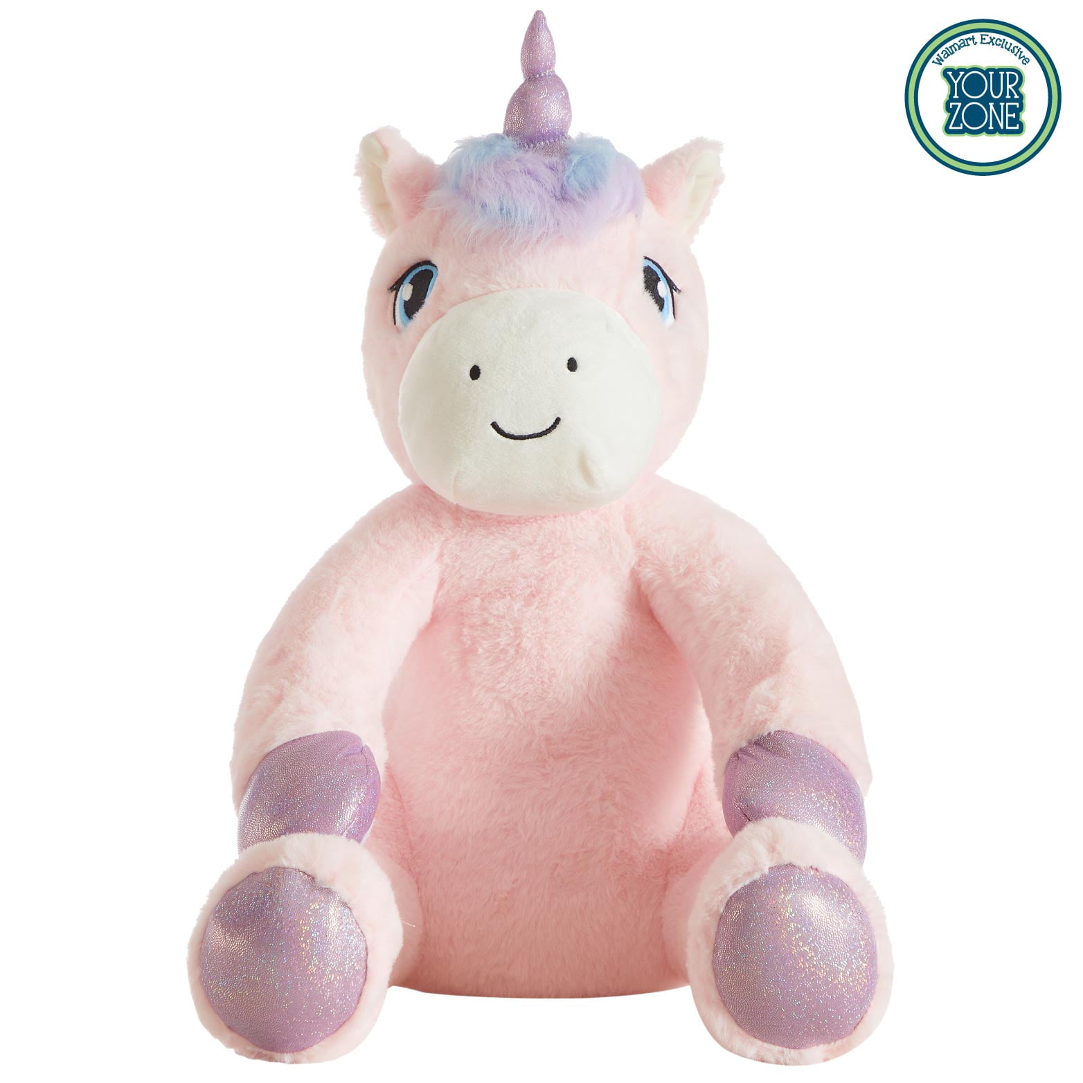 (2 pack) Your Zone 16 " Huggable Unicorn Pillow & 50" x 60" Throw Set, Pink