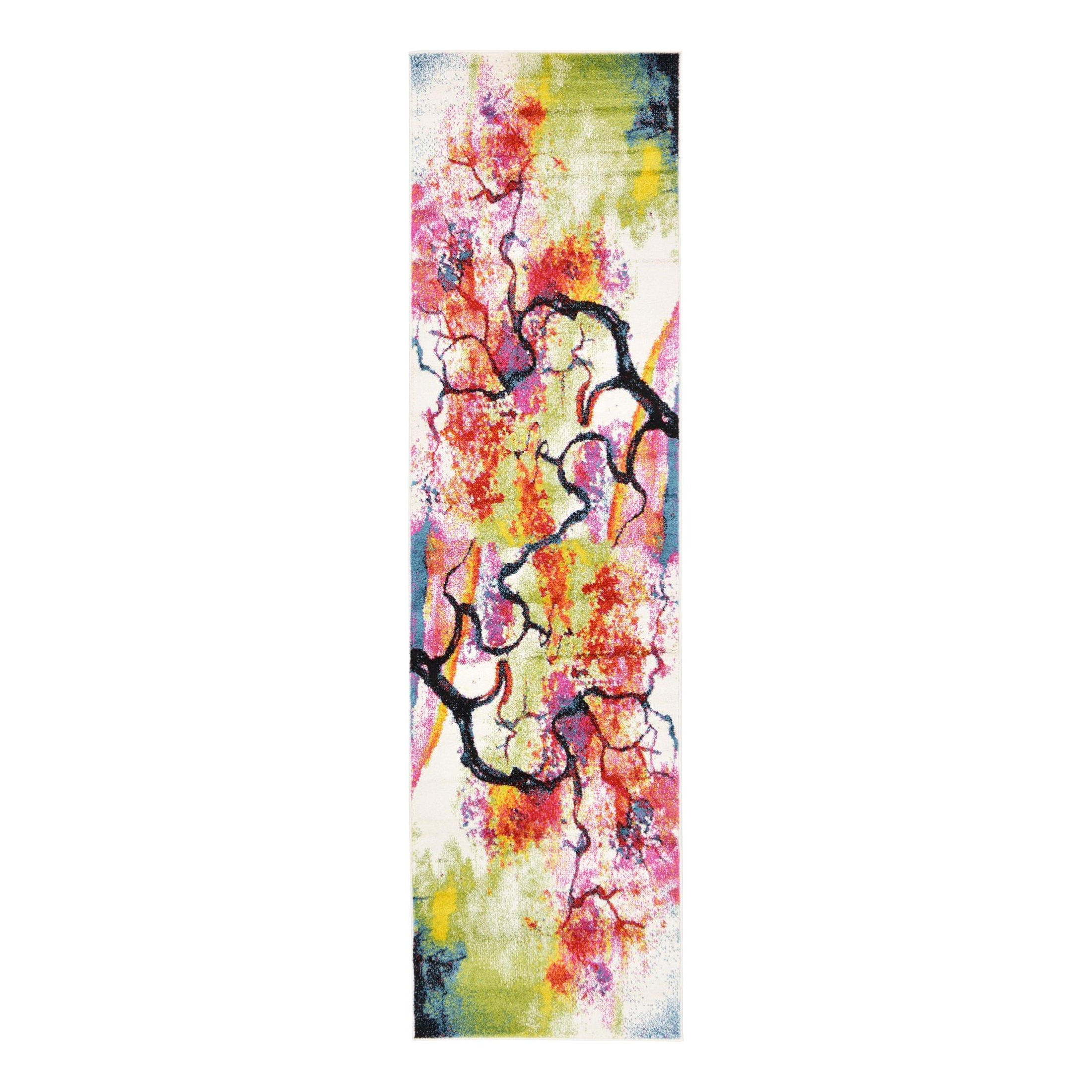 Unique Loom Lyon Collection Area Rug - Larimar (2' 7" x 10' Runner Ivory/Black)