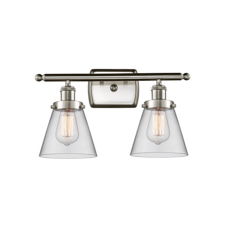 

Innovations 916-2W-SN-G62-LED Small Cone 2 Light Bath Vanity Light part of the Ballston Collection Brushed Satin Nickel