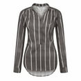 thumbnail image 5 of SROBPTY Blouses for Women, Plus Size Casual Button-Down Shirts V Neck Roll Up Cuffed Long Sleeve Striped with Pockets, Summer Fall Womens Tunic Tops Blouses Tees Shirts, 5 of 9
