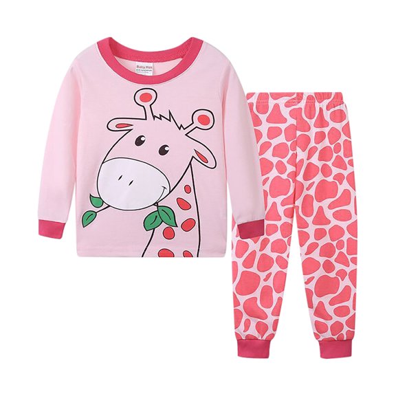Toddler Girl Outfits Cartoon Print Long Sleeve Crew Neck Top And Cuffed Trousers 2 Piece Loungewear Baby Girls' Clothing Sets 3 Years-4 Years