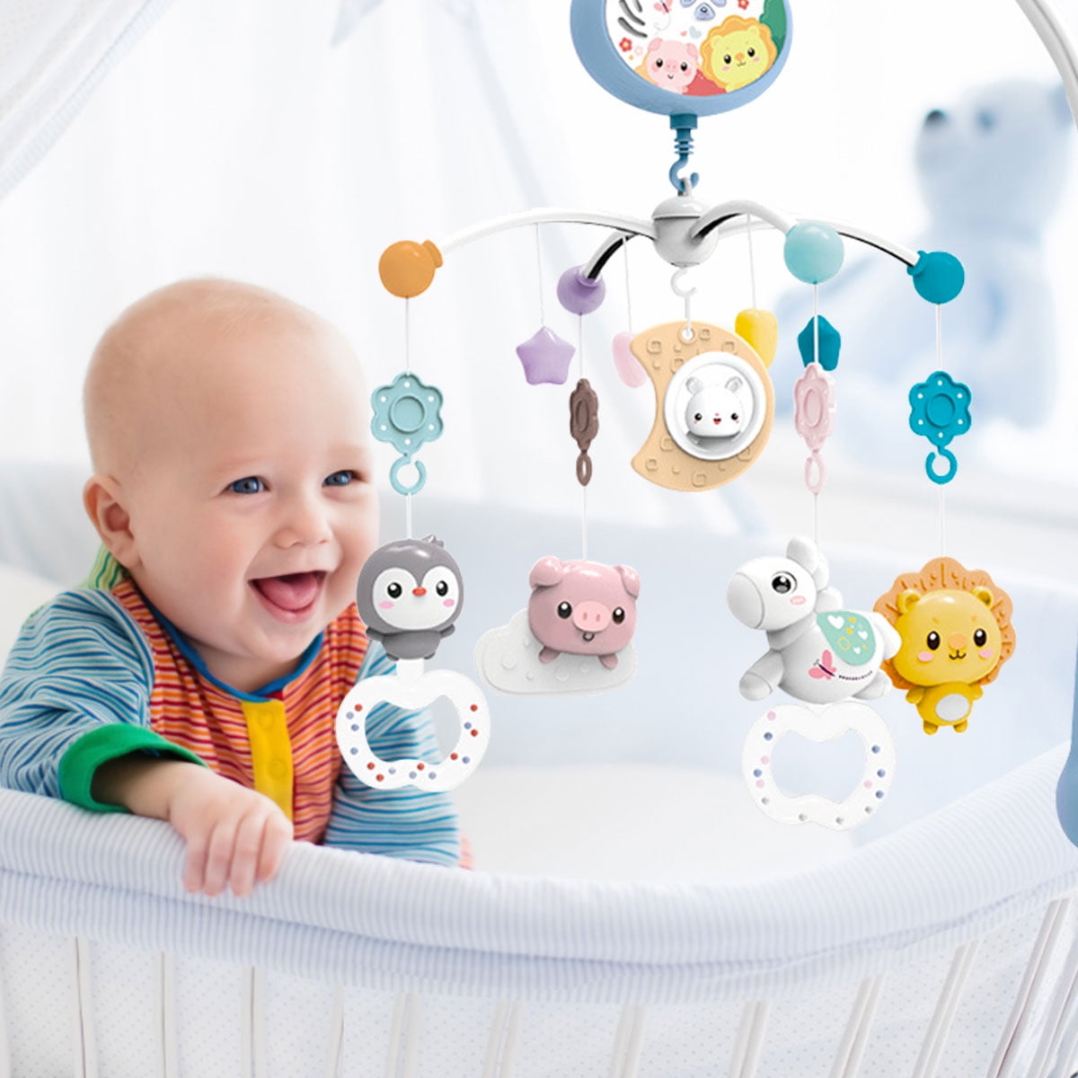 Alongen Baby Musical Crib Mobile with Projector Night Light Hanging