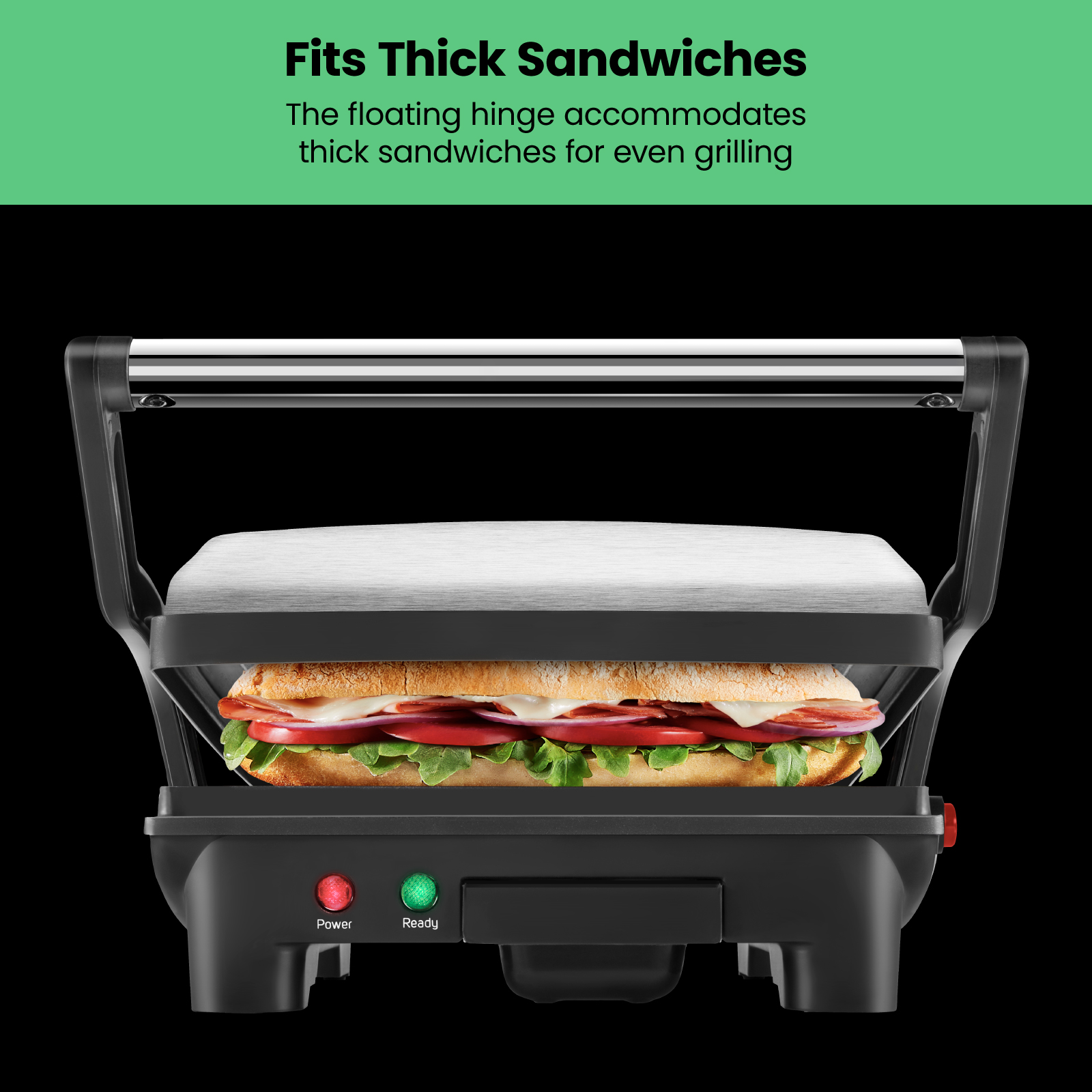 Chefman 3-in-1 Panini Press Grill Opens Flat Stainless Steel photo 6