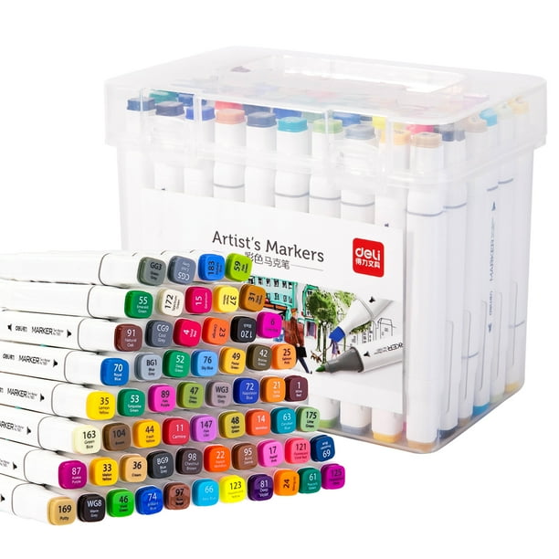 Deli 60 Colors Art Markers Set Dual Heads Marker Pens with PP Storage