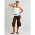thumbnail image 6 of LMLYSoH Women's Capri Pants Fold Over Waistband Low Rise Contrast Color Wide Leg Cropped Lounge Trousers, 6 of 8