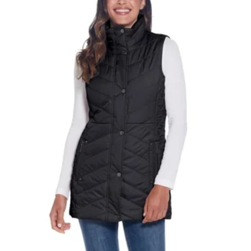 Weatherproof Ladies' Size Small (4-6) Quilted Vest, Long, Black