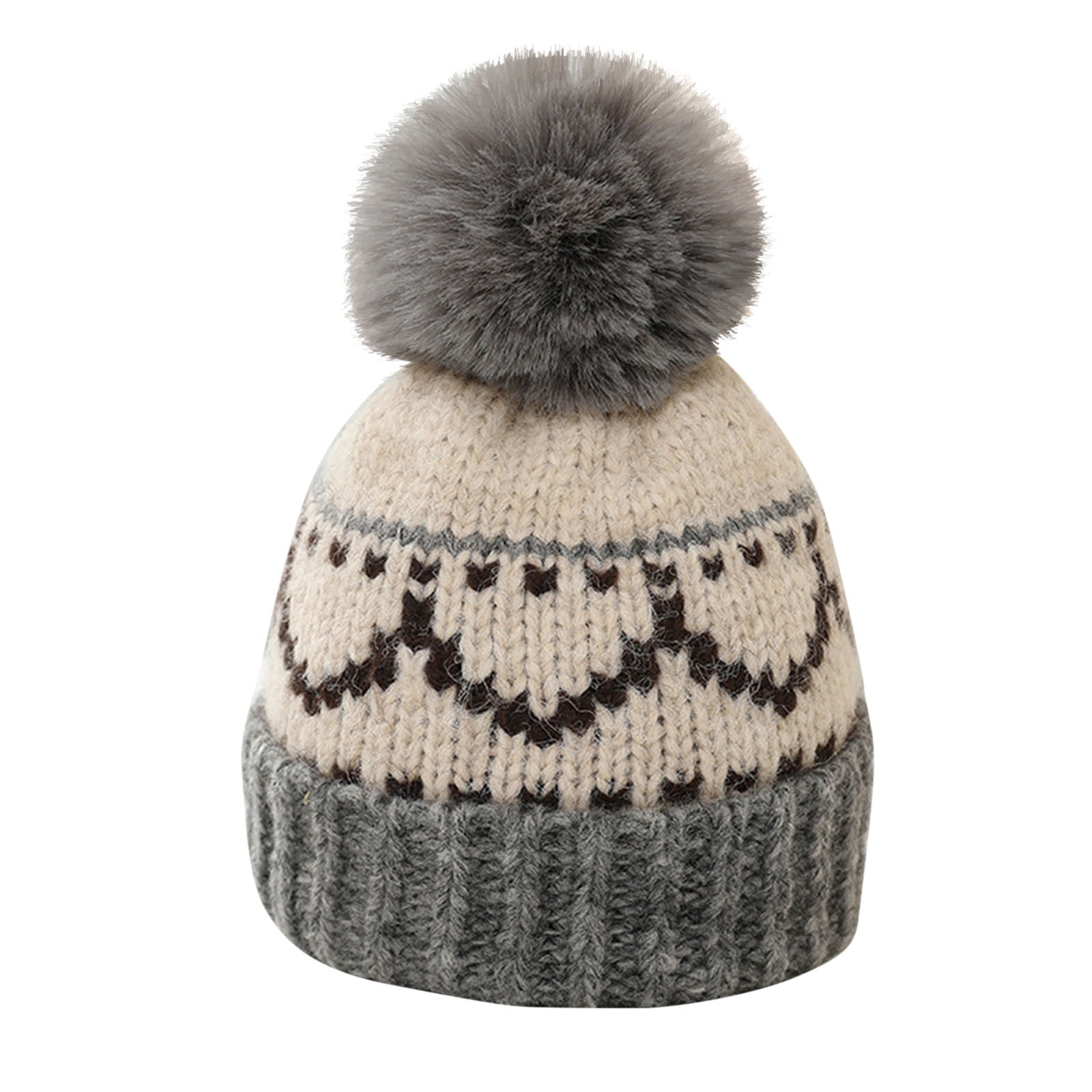 Wancir Kids Winter Beanie Hat, Children’s Warm Knitted Fleece Lined Woollen Ski Pompom Hat for Boys & Girls 3-9 Years
