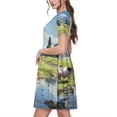 thumbnail image 2 of Picia Pasture Cow Pattern Women's Short Sleeve Summer Dress Pleated Loose Swing Knee Length Short Sleeve Swing Dresses, 2 of 6